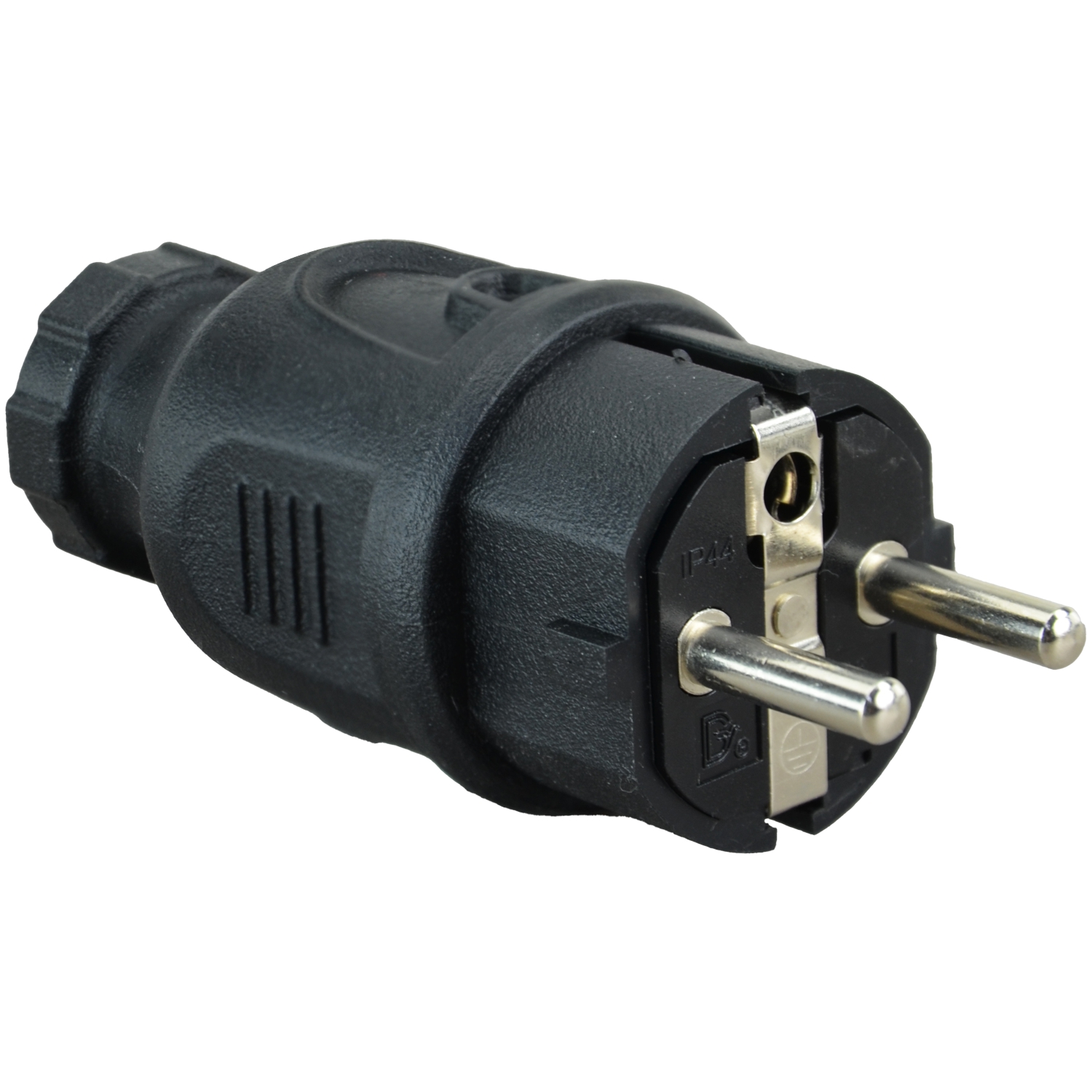 Schuko-Gummistecker schwarz IP44