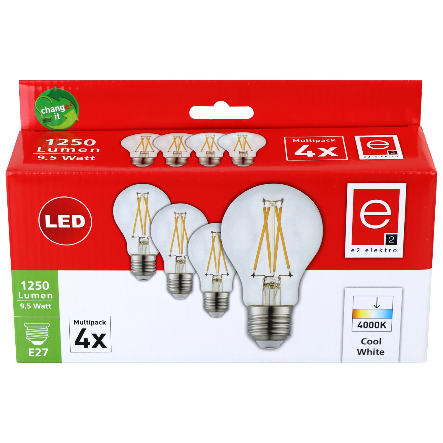 LED Lampe E27 9,5W 1200lm 4000K 4-Stück