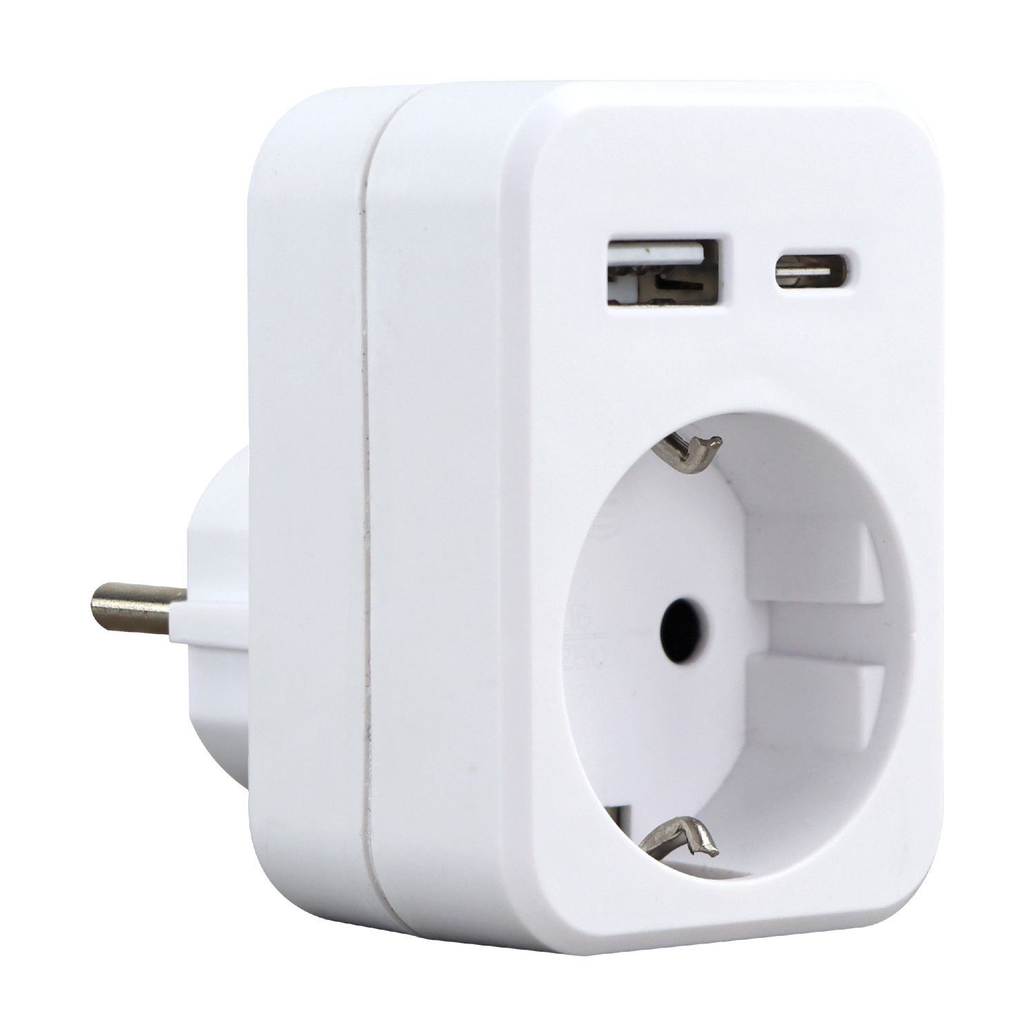 Steckdosenadapter Schuko / Schuko, USB-A, USB-C
