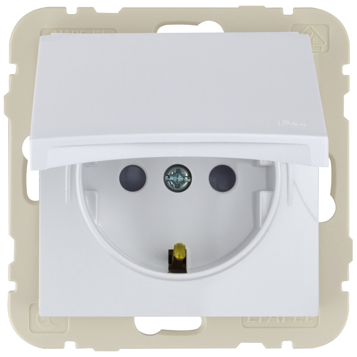 Steckdose mit Klappdeckel weiß IP44 Logus