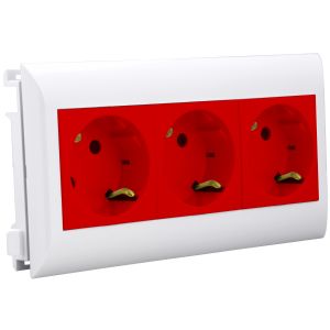 Brüstungskanal Steckdose BS 3-f rot