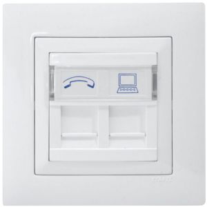 RJ45 Dose 2-fach Cat6 komplett Logus