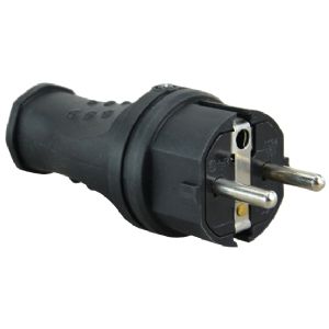 Schuko-Vollgummistecker schwarz IP44