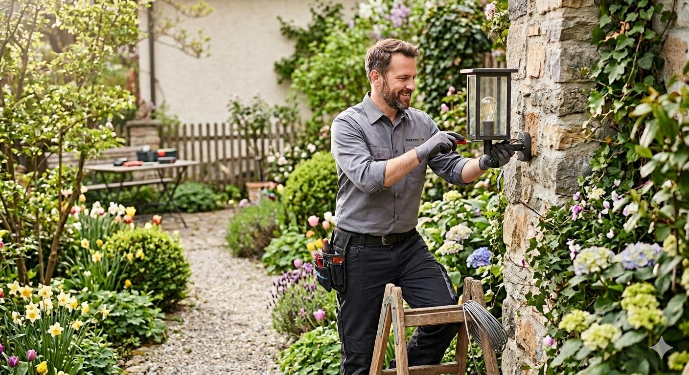 Elektro Arbeit im Garten