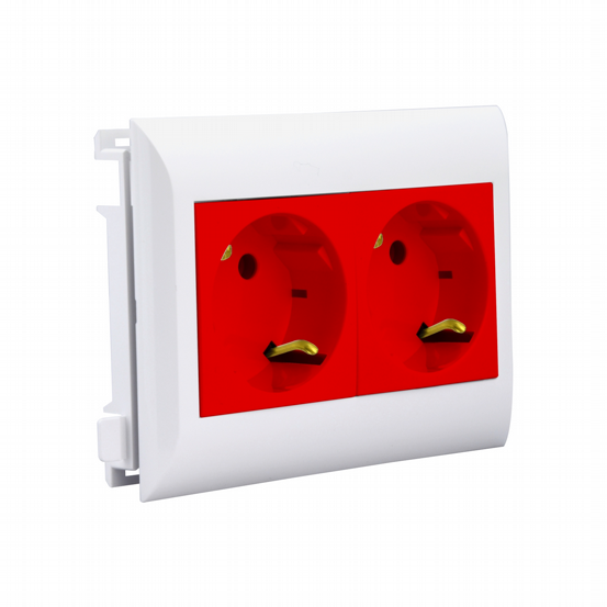 BK Steckdose BS 2-f rot