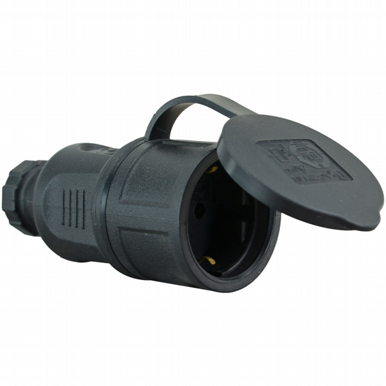 Gummikupplung Schuko schwarz IP44