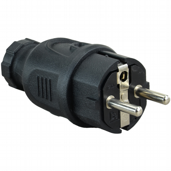 Gummistecker Schuko-MSK schwarz IP44