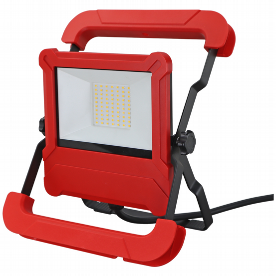 LED Baustellenstrahler 50W 2 Steckdosen IP65 rot