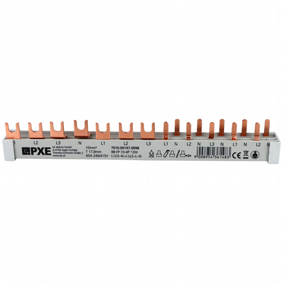 PXE Gabel/Stift-Sammelschiene 4p 12TE L123~N~L123~L~N