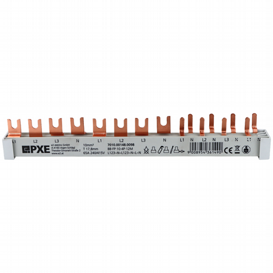 PXE Gabel/Stift-Sammelschiene 4p 12TE L123~N~L123~N~L~N