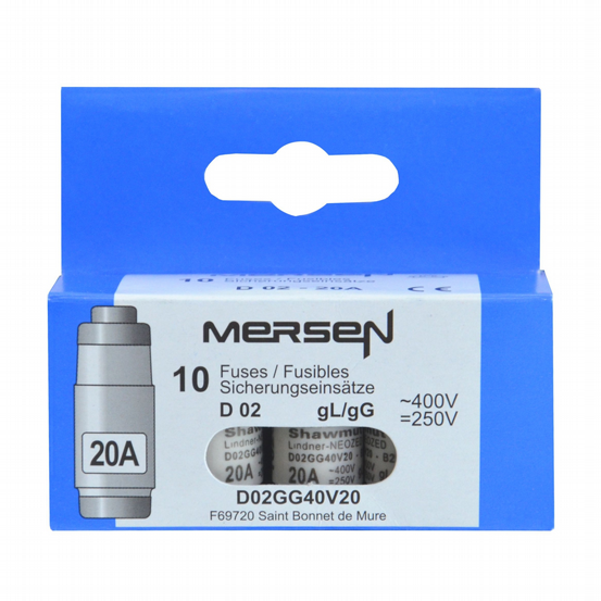 Sicherungseinsatz D02 20A 10Stk