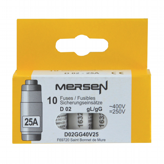 Sicherungseinsatz D02 25A 10Stk