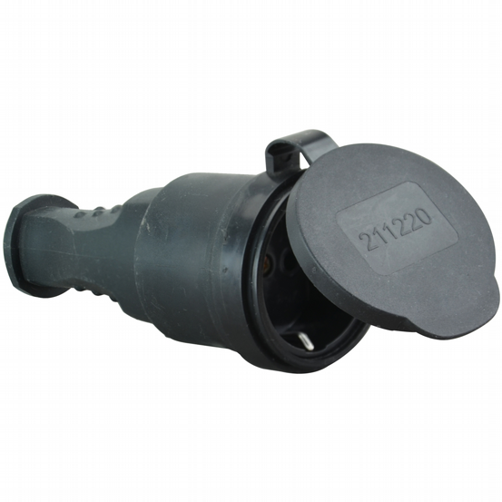 Vollgummikupplung Schuko schwarz IP44