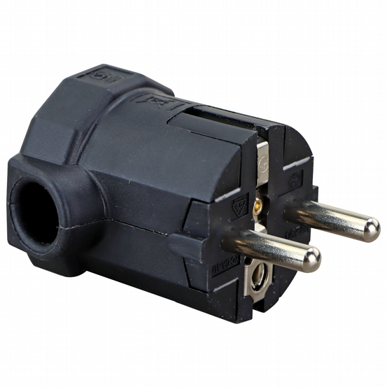 Winkelstecker Schuko-MSK Kunststoff schwarz