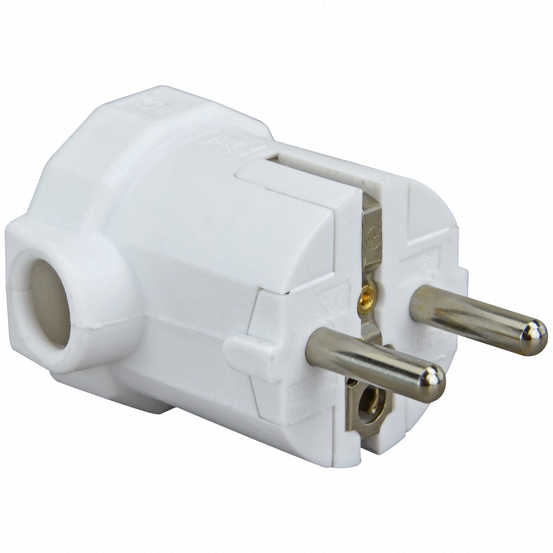 Winkelstecker Schuko-MSK Kunststoff weiß